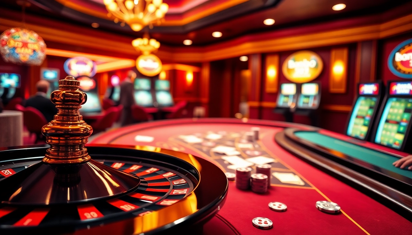Experience the excitement of online gambling with bong88 at a luxurious casino scene.