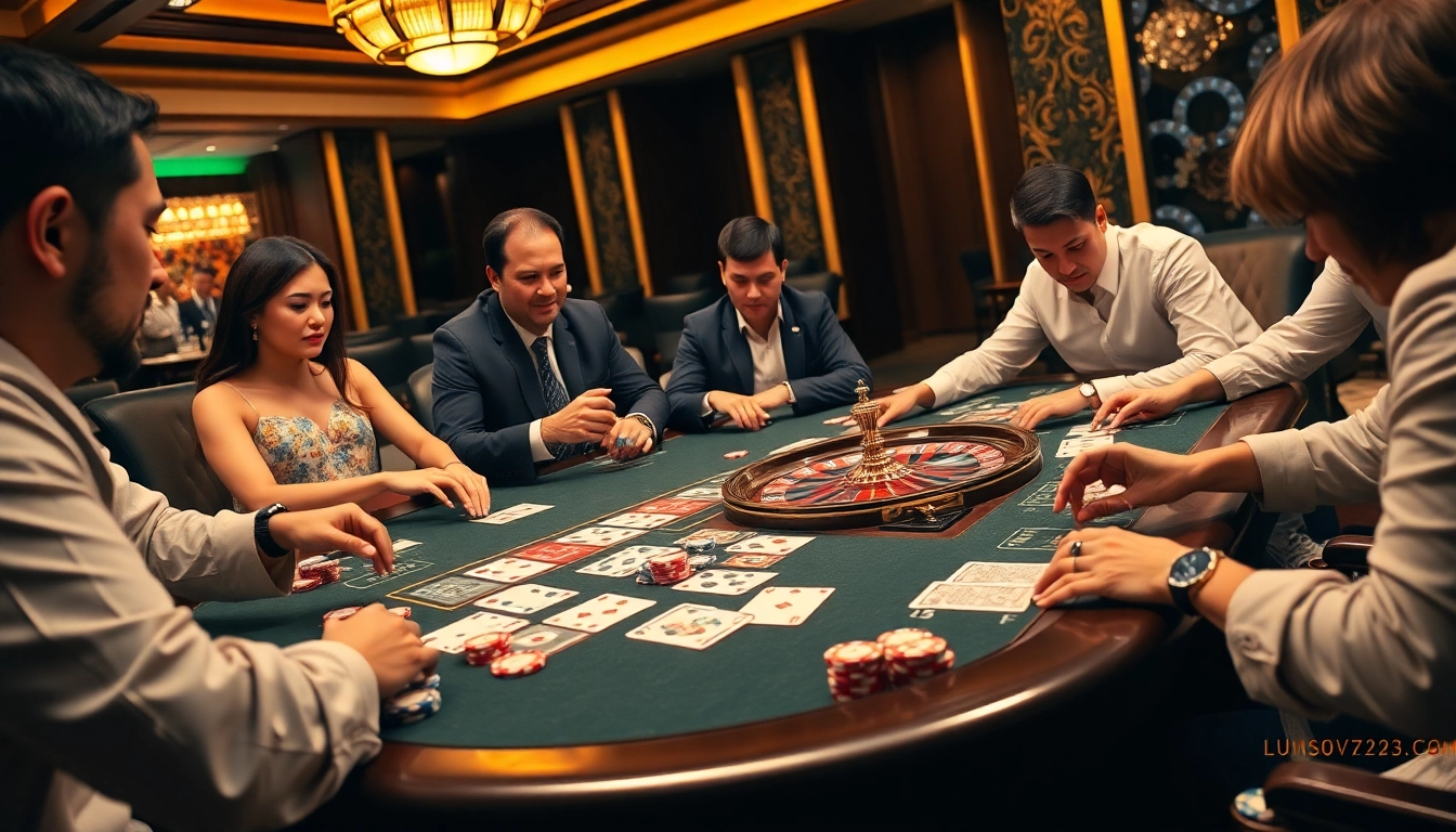 Experience the thrilling poker action at https://luongsontv23.com/ with vibrant chips and a gleaming roulette wheel.