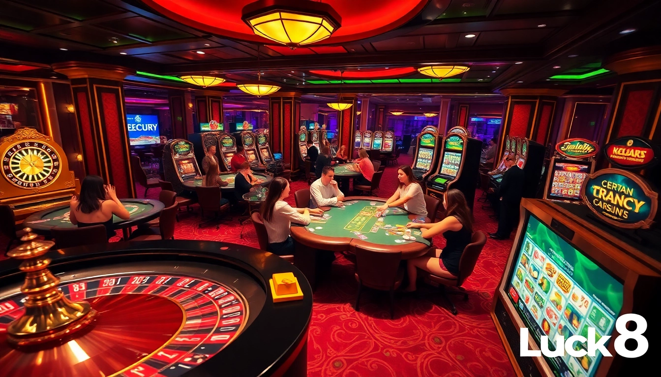 Experience the excitement of luck8 at a luxurious casino with vibrant games and thrilling atmosphere.