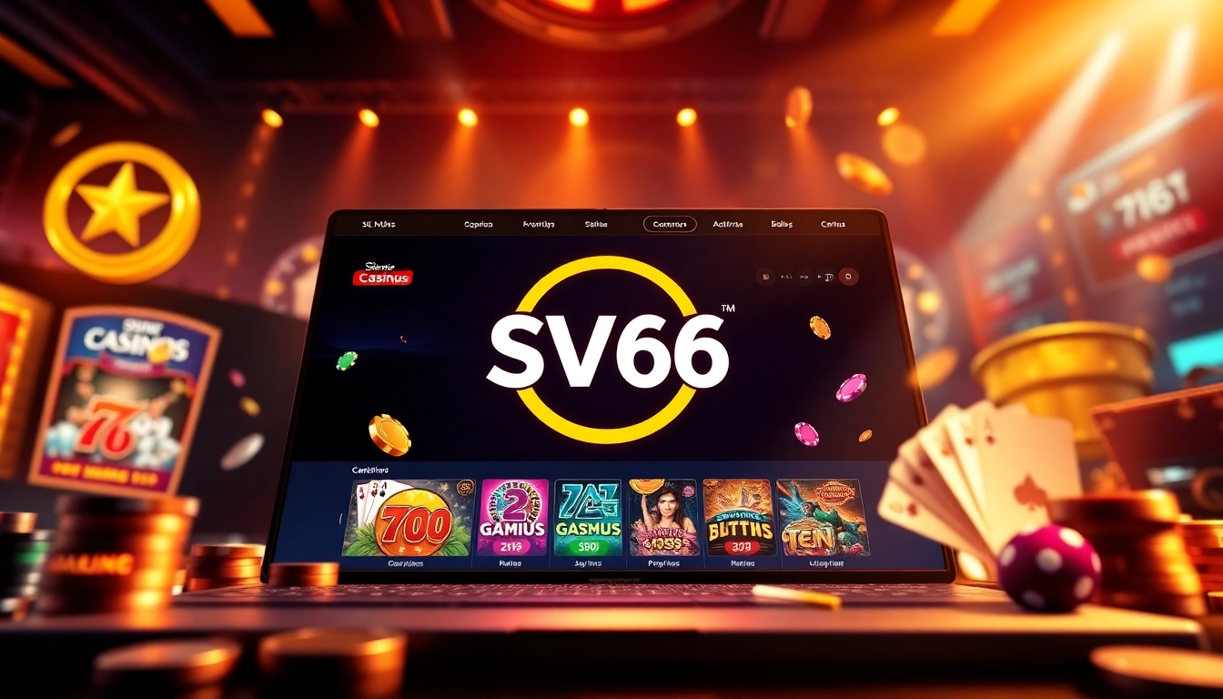 Online casino interface featuring SV66 logo, showcasing vibrant gaming elements and user-friendly design.