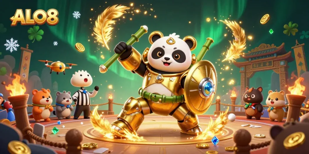 Experience thrilling ALO8 gaming in a vibrant arena filled with golden coins and action-packed gameplay.