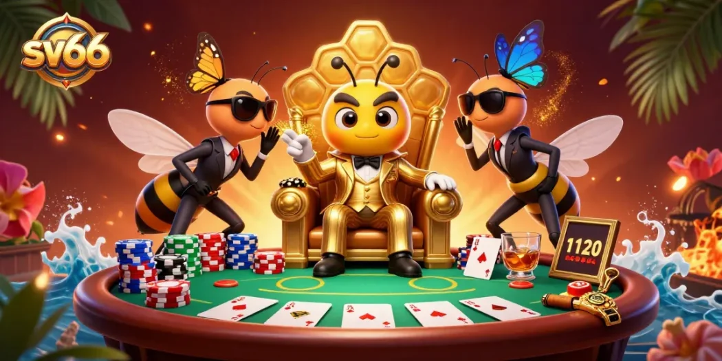Join the excitement at sv66 with a vibrant illustration of a lively poker scene.